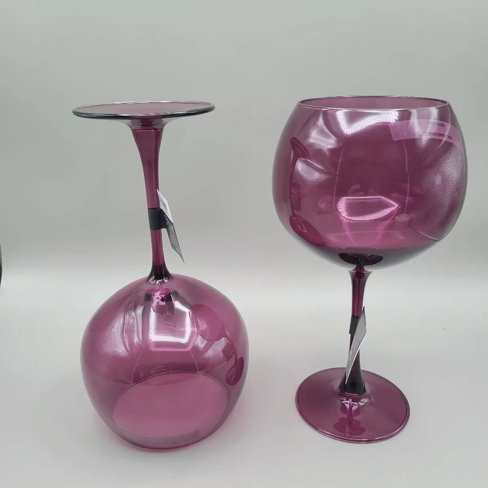 Thyme & Table Magenta Sphere Wine Glasses, Set of 2, NWT